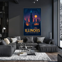 Illinois Land of Lincoln and Lakes Poster
