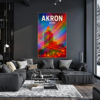 Akron, Ohio Vibrant Cityscape Poster