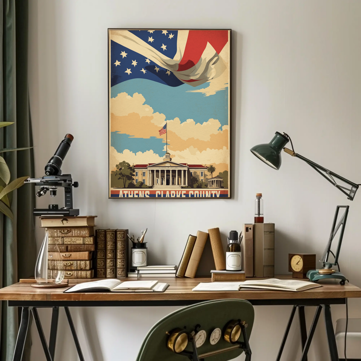 Athens Clarke County Georgia Capitol Vintage Travel Poster
