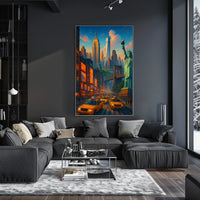 New York City Twilight Scene Poster For Bold Urban Decor