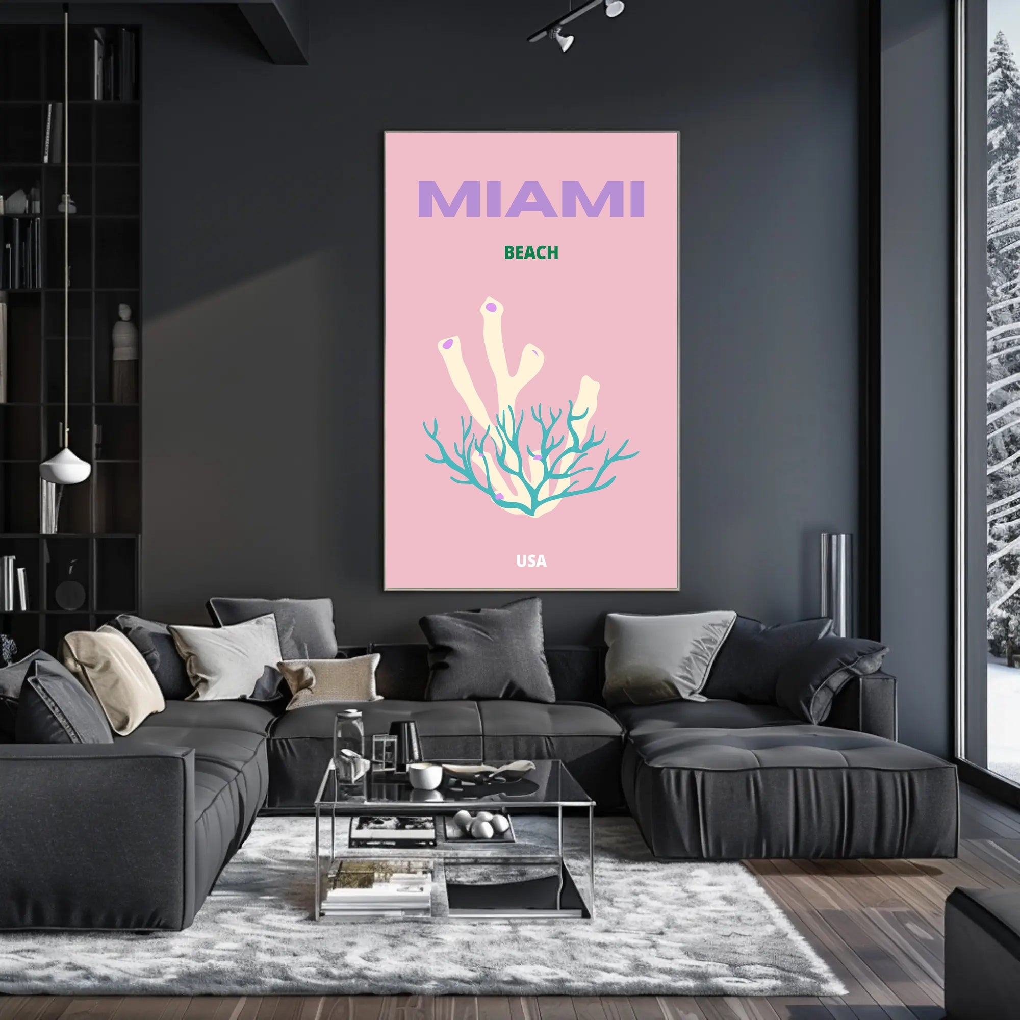Miami Beach Coral Fantasy Travel Poster PosterGoat