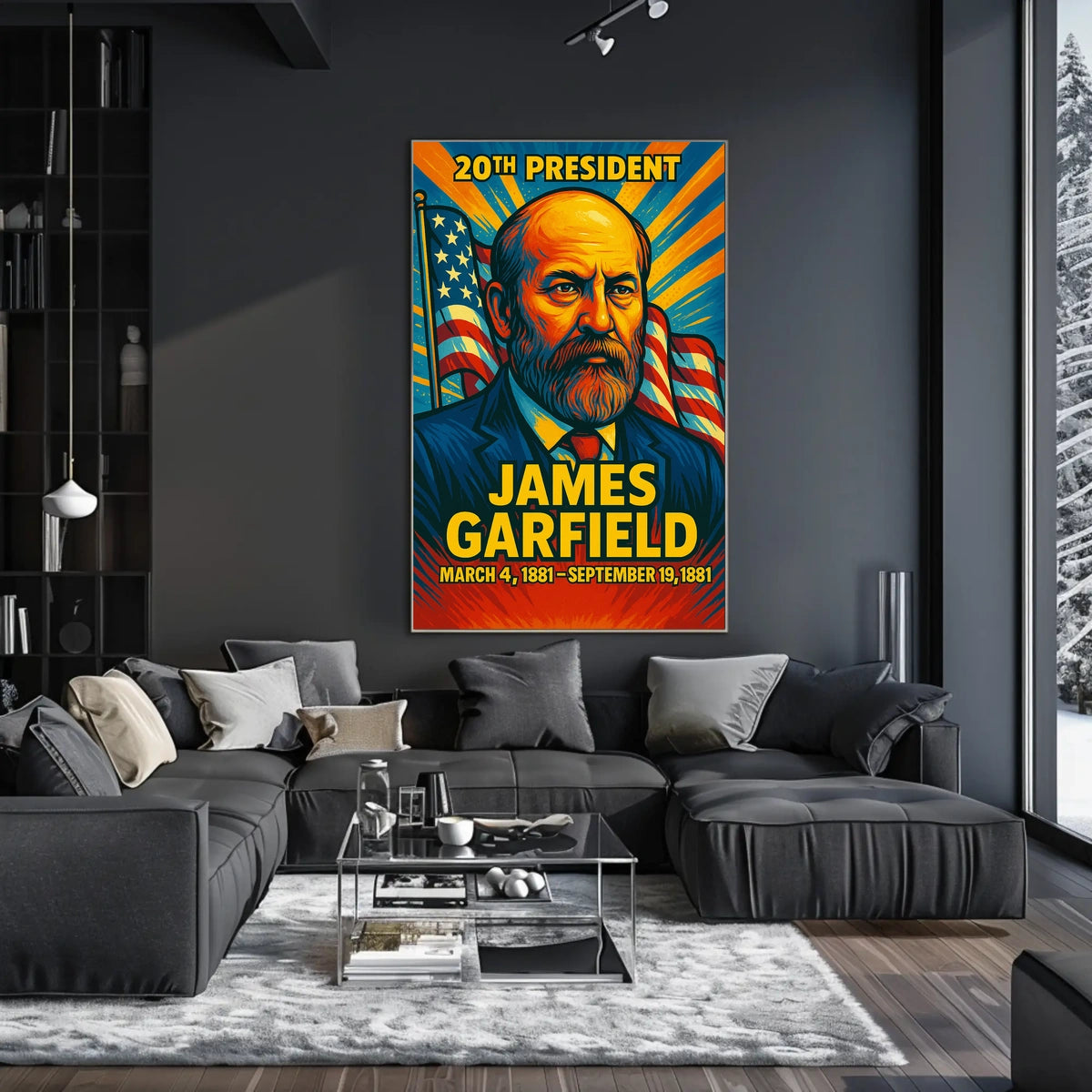 James A. Garfield 20th President of the United States Colorful Comic Book Style Poster