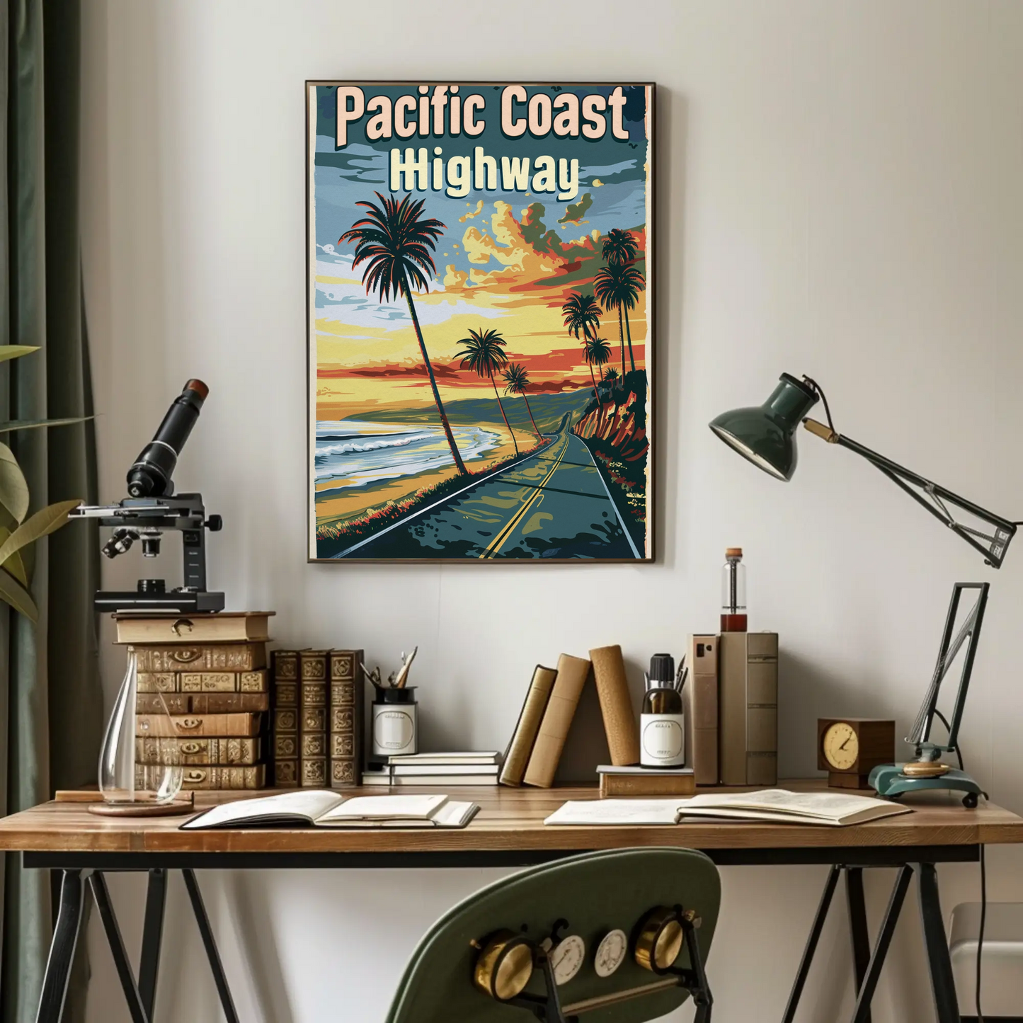 Pacific Coast Highway Vintage Poster - Sunset Road