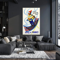 Skiing Adventure Art: Vibrant Ski Motion Travel Poster PosterGoat