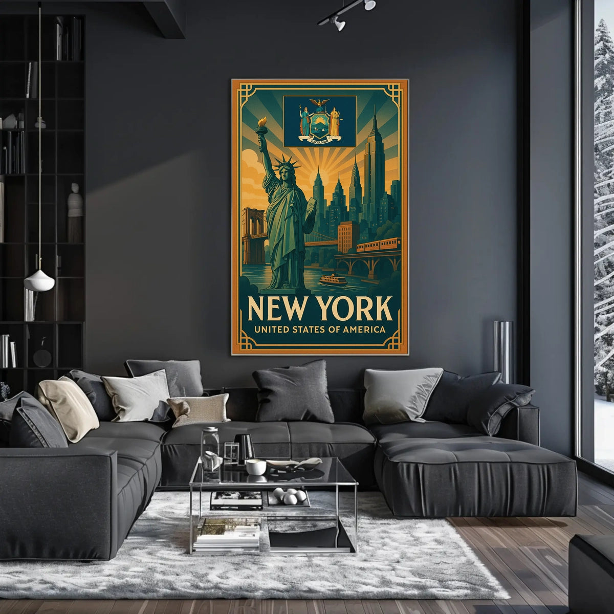 New York City Poster Vintage Iconic Travel Wall Art