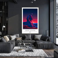 Great Sphinx Poster Under Surreal Night Sky - Fantasy Poster