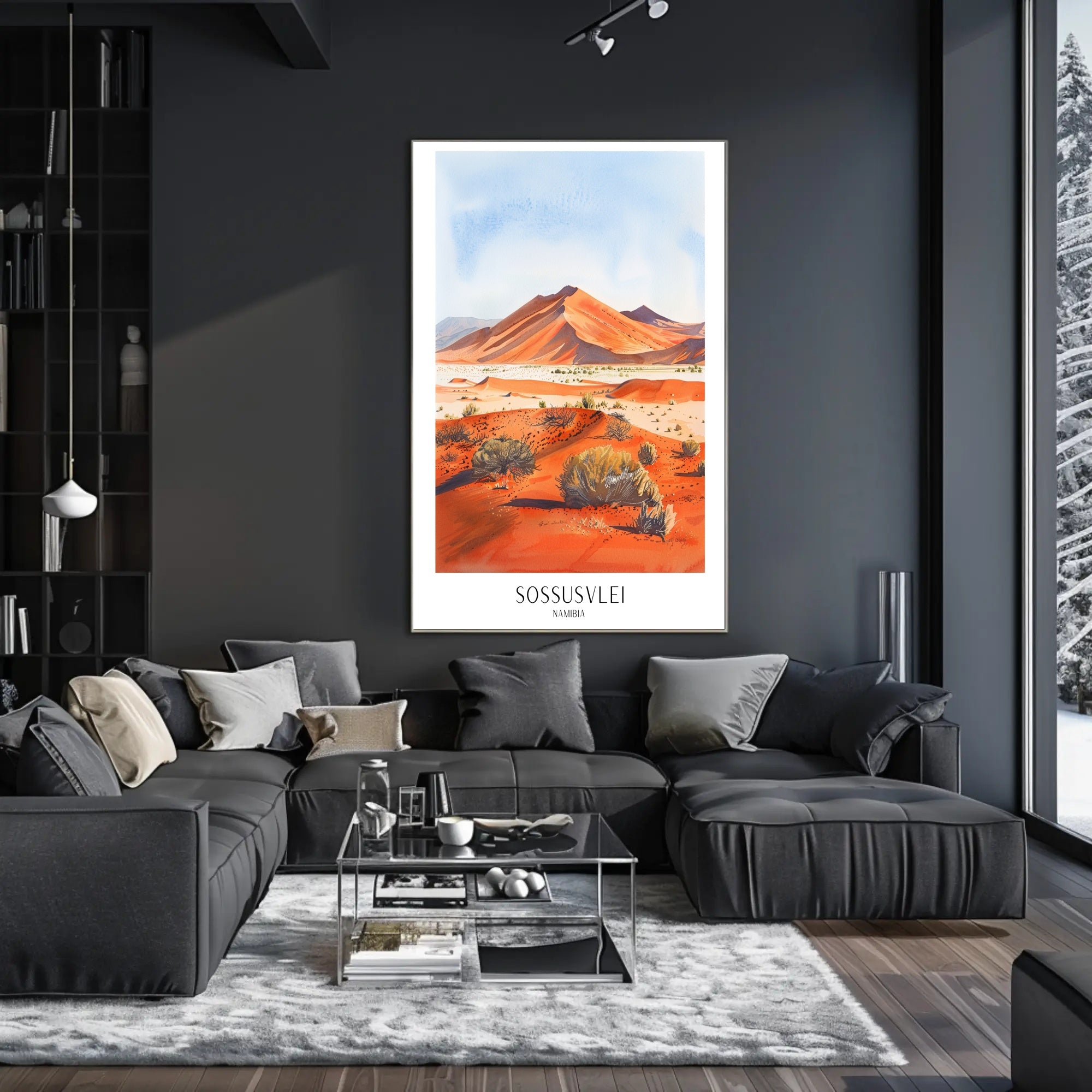 Sossusvlei Namibia Desert Watercolor Travel Poster PosterGoat