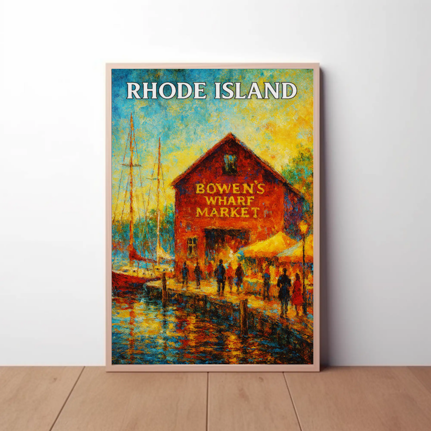 Rhode Island Bowens Wharf Market Harbor Scene Travel Poster Travel Poster