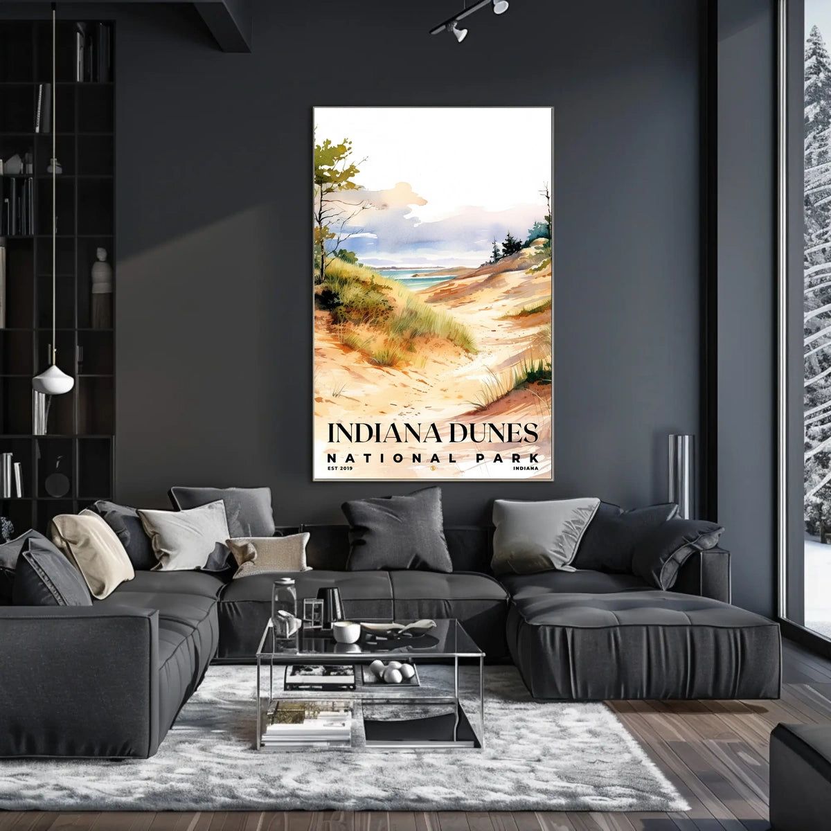 Indiana Dunes Watercolor Wall Art Poster