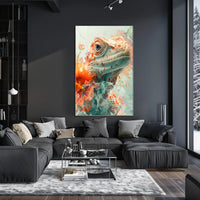 Lizard and Flowers: Ethereal Nature Art Poster PosterGoat
