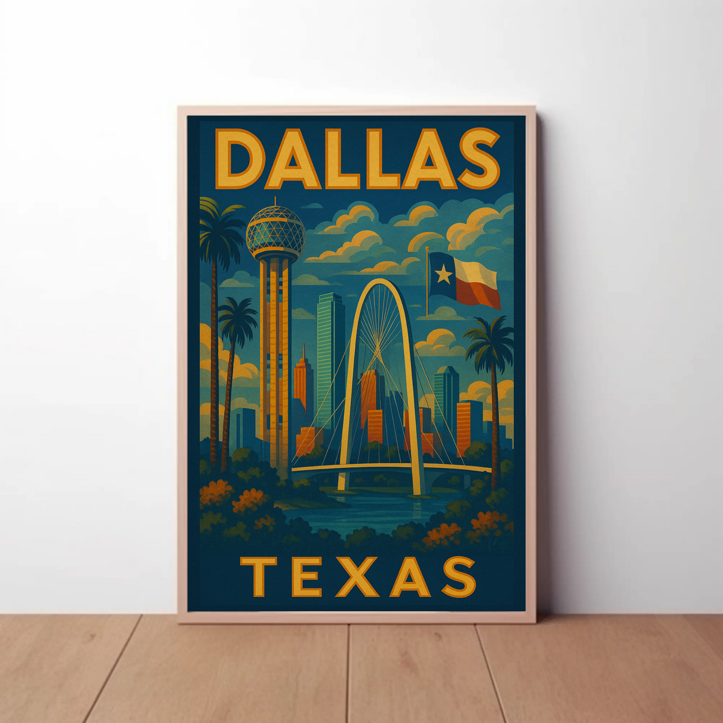 Dallas Texas Skyline Bridge Travel Poster