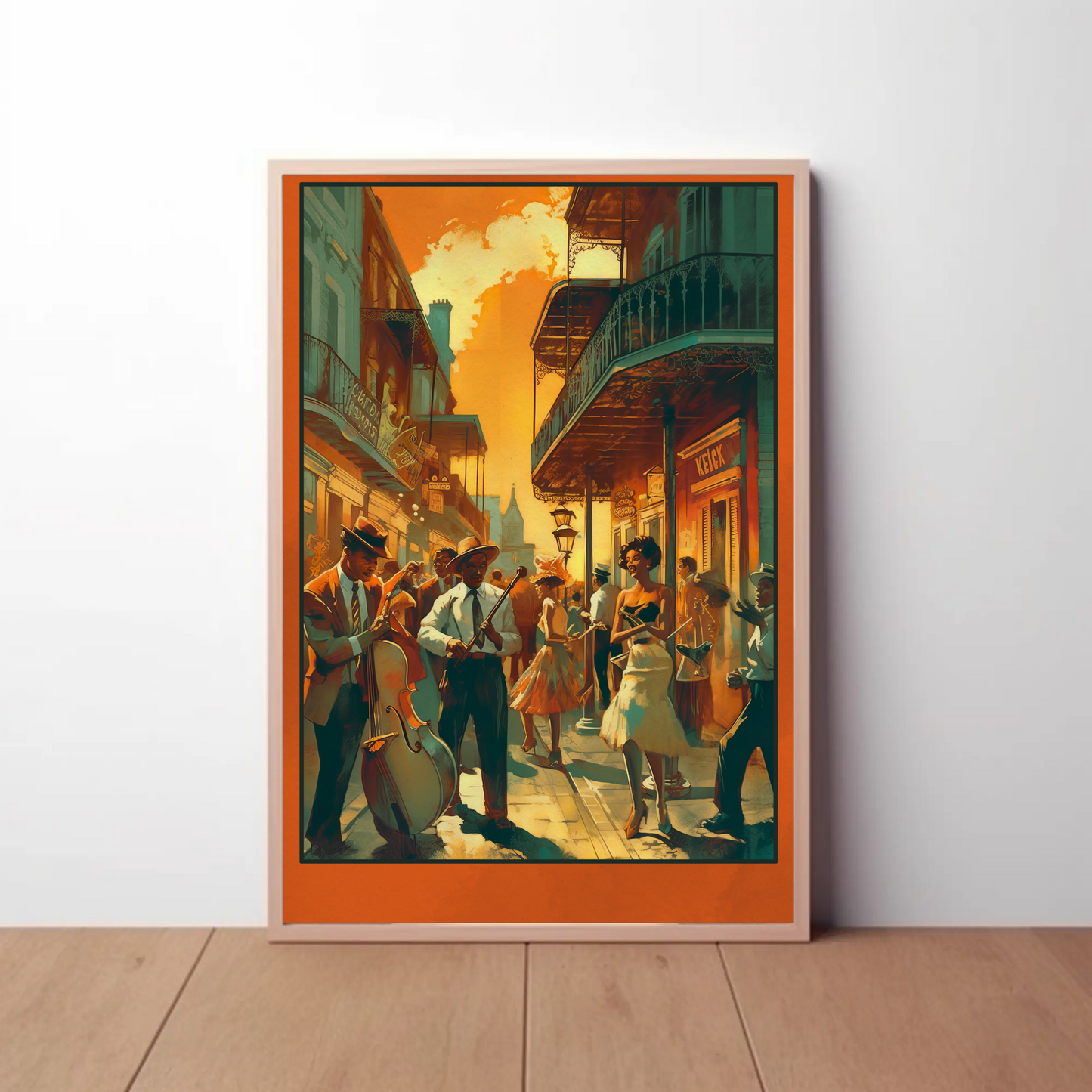 New Orleans French Quarter Jazz Scene Travel Poster