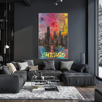 Chicago Skyline in Vibrant Abstract Urban or Cityscape Poster