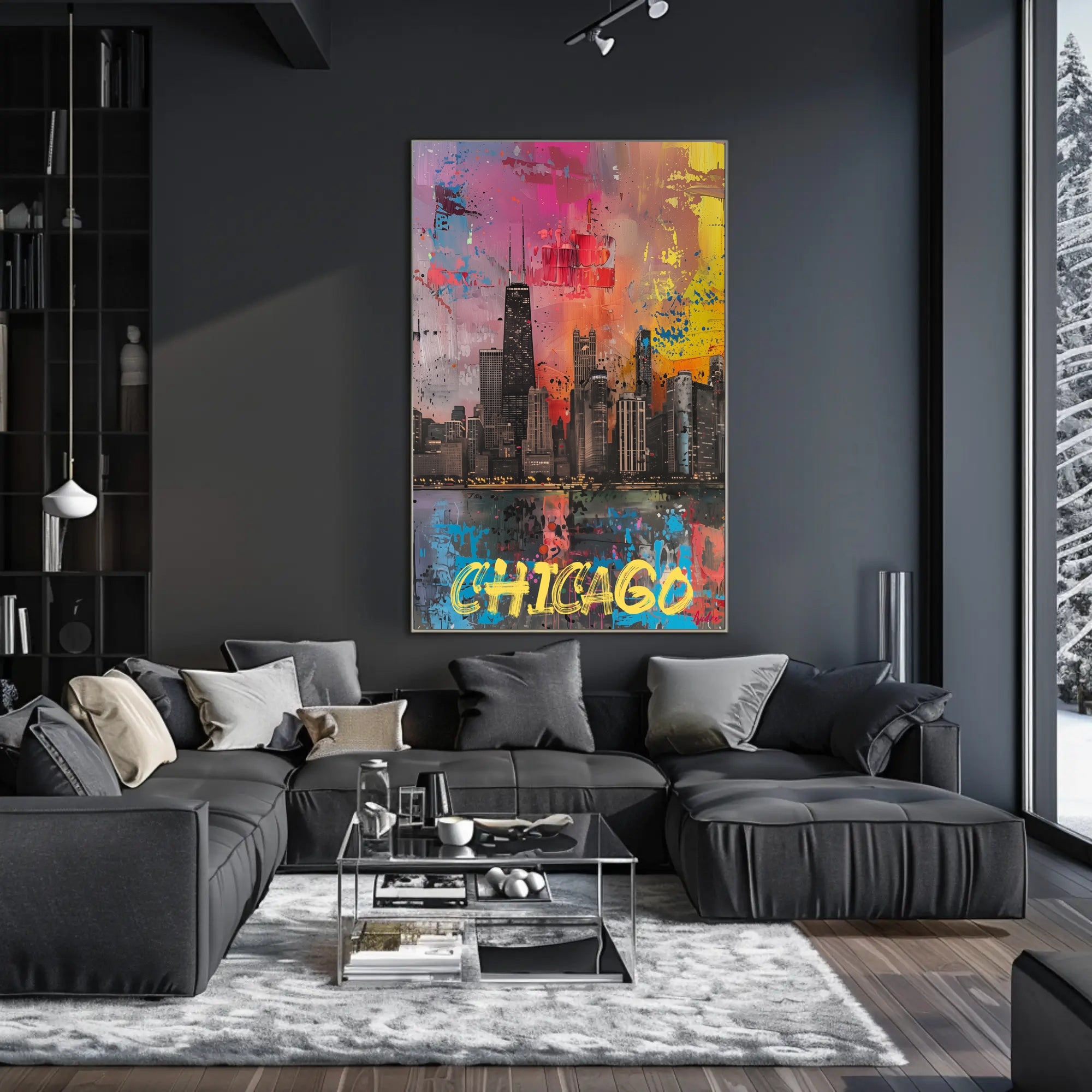 Chicago Skyline in Vibrant Abstract Urban or Cityscape Poster
