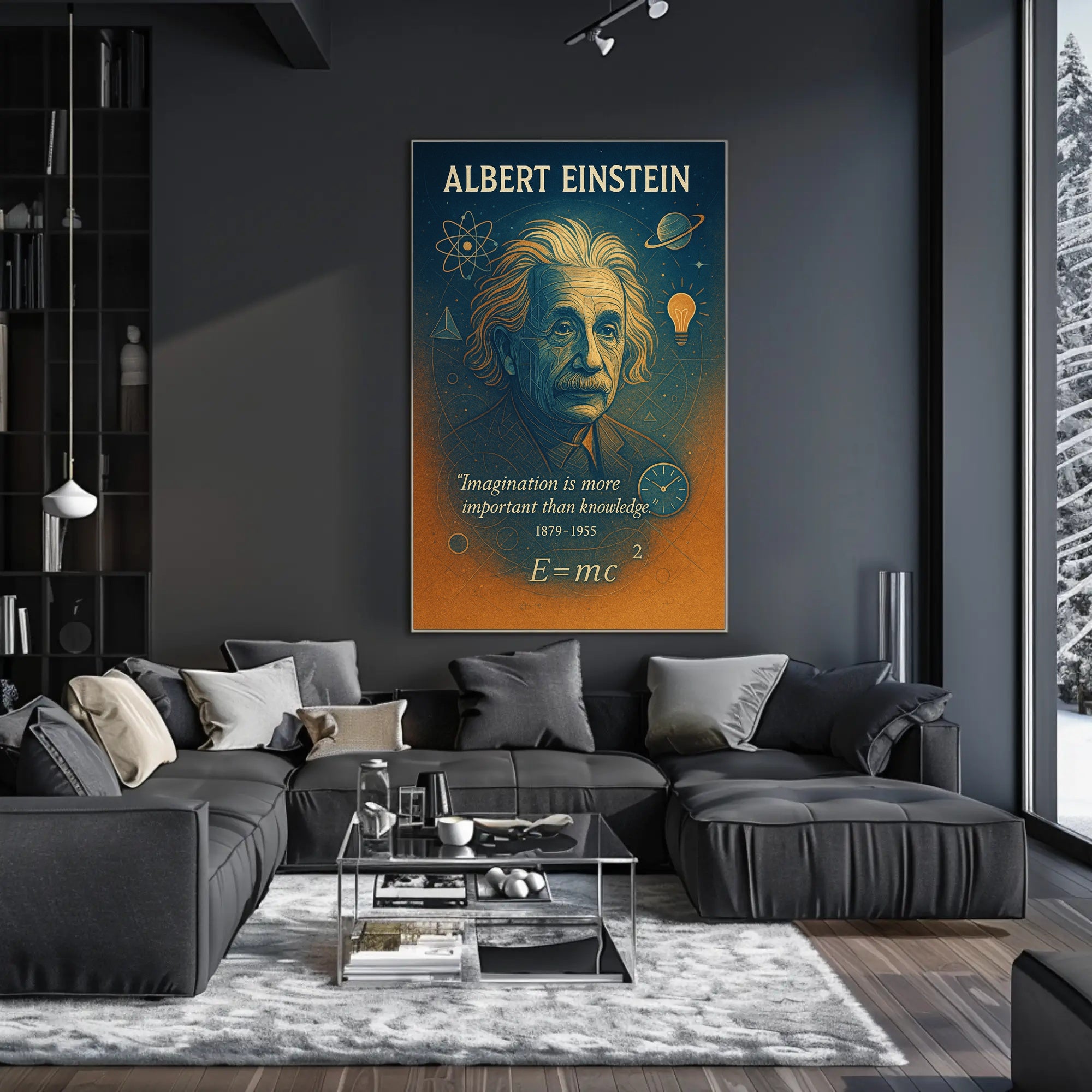 Einstein Inspirational Quote Vintage Art Motivational or Quote Poster