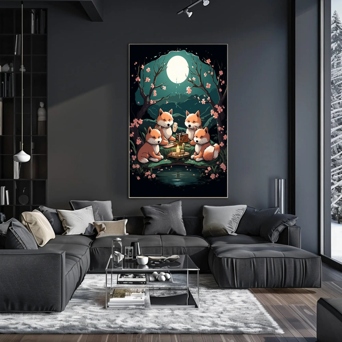 Moonlit Fox Gathering Poster