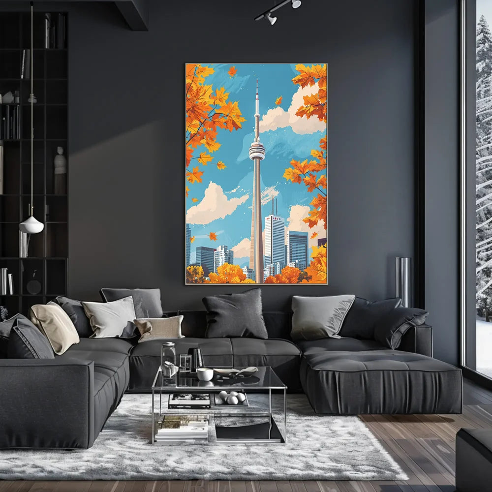 Toronto CN Tower Autumn Skyline Poster Art