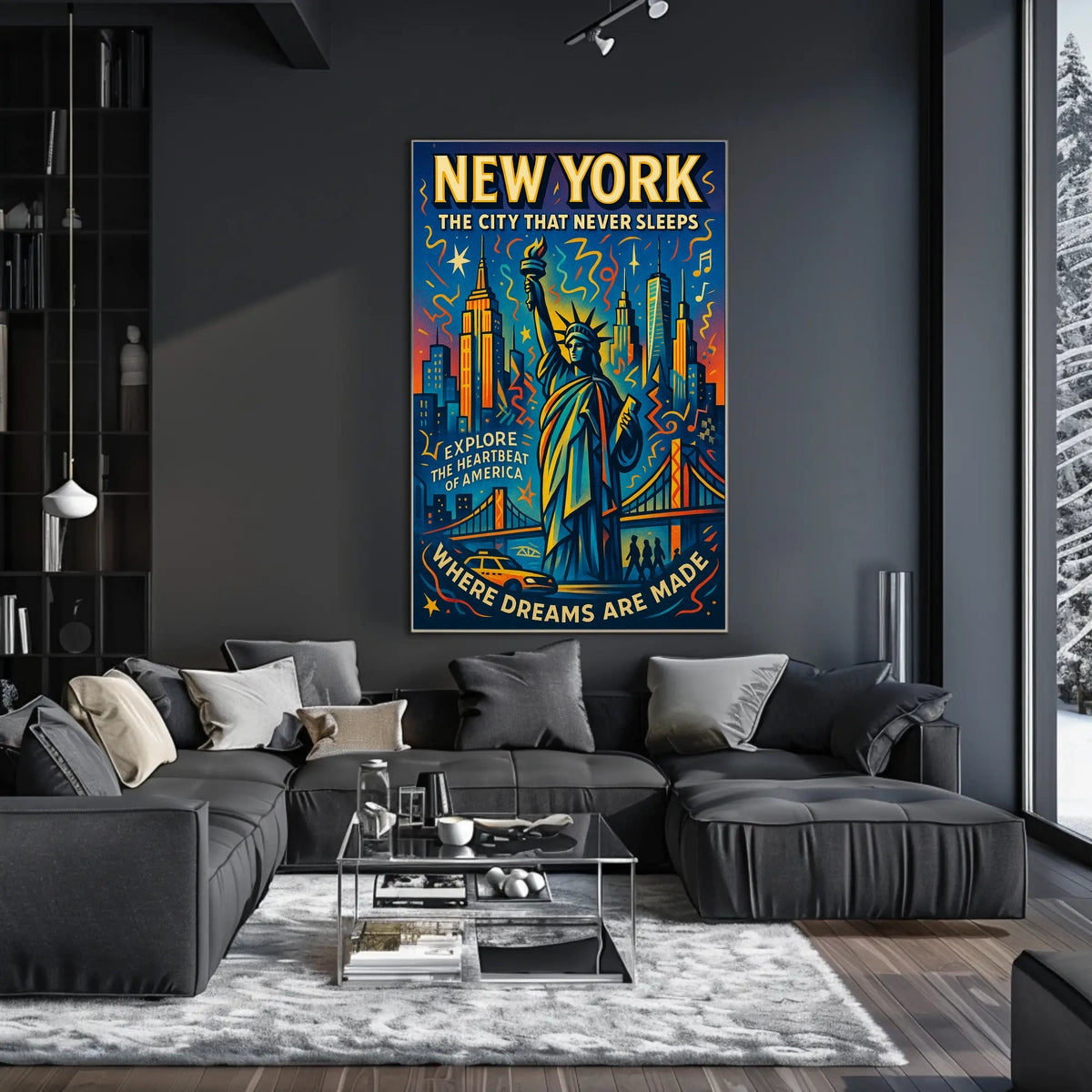 New York City Vibrant Adventure Poster Retro Wall Art