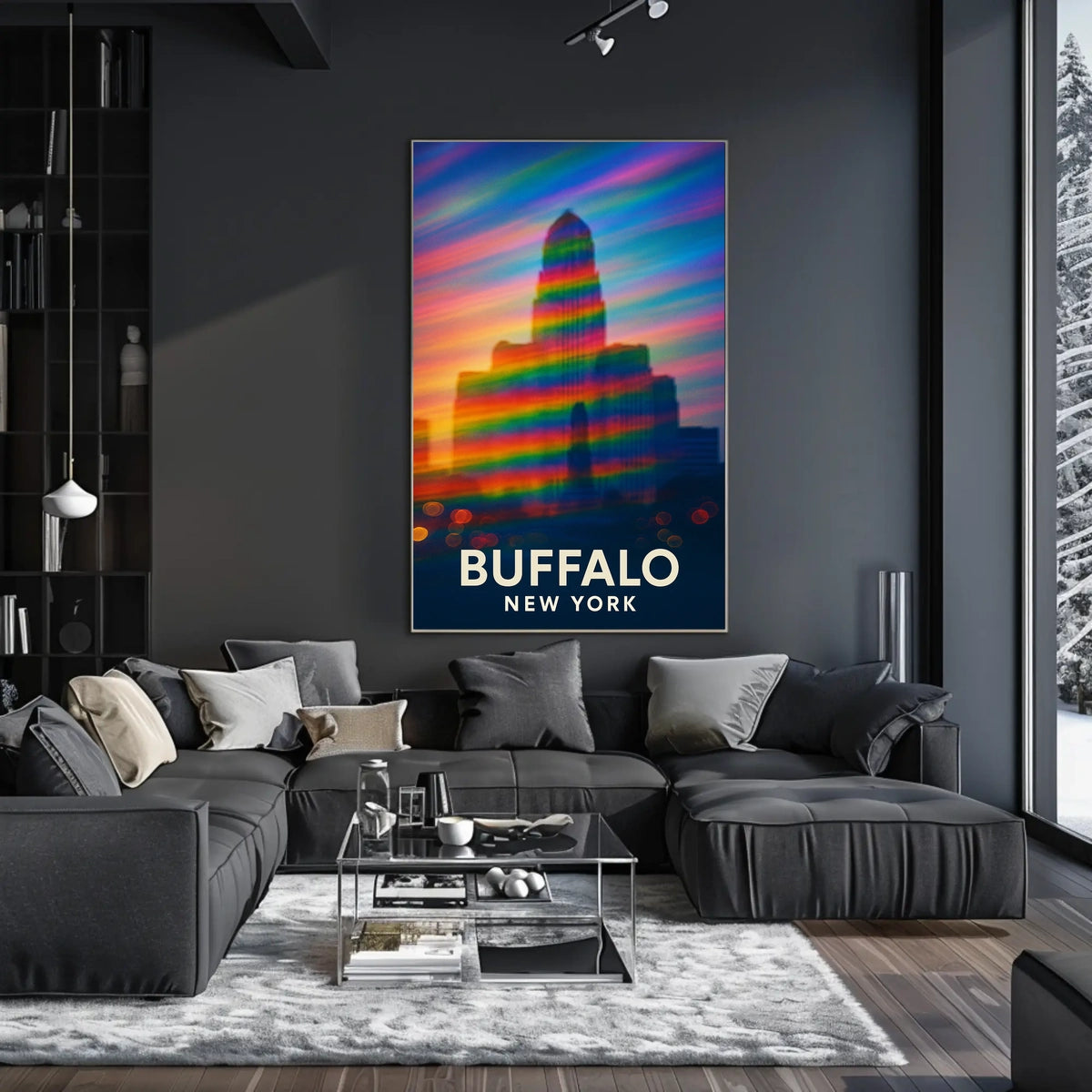 Buffalo Skyline Vibrant Digital Painting Souvenir Poster