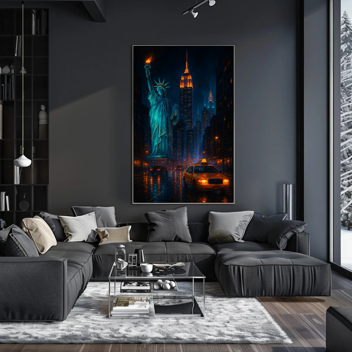 New York City Nightscape Skyline Poster Modern Wall Art