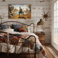 Introspective Surreal Landscape with Formal Figure: Artistic Poster