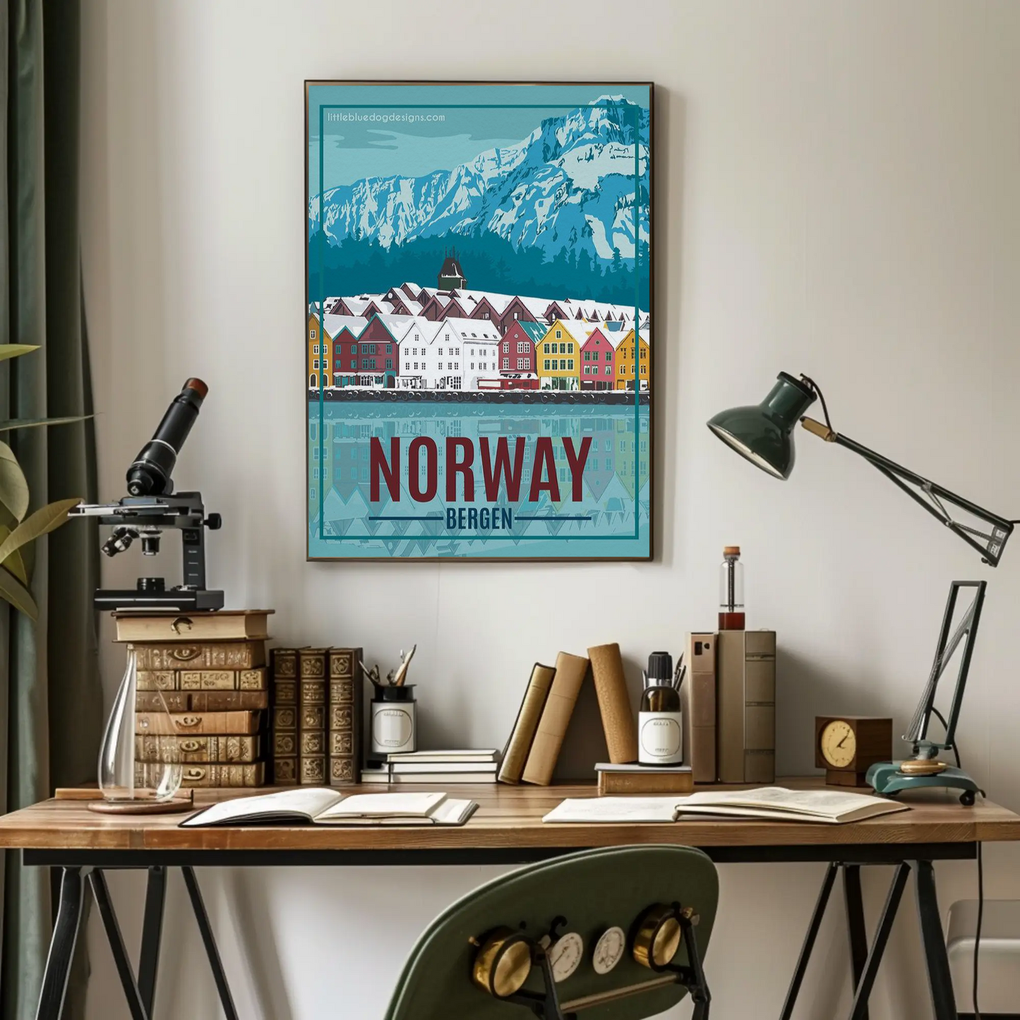 Norway Vintage Poster Bergen Winter
