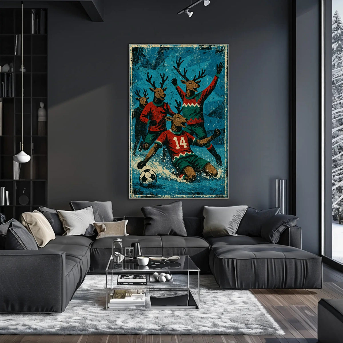 Reindeer Soccer Celebration Poster