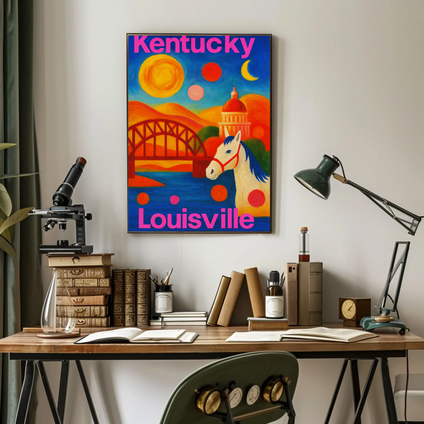 Louisville Kentucky Skyline Retro Vintage Travel Poster