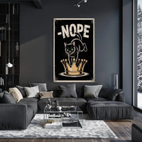 Cheeky Black Cat On Golden Crown Animal Poster