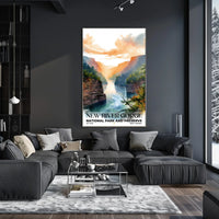 New River Gorge Watercolor Wall Art Poster