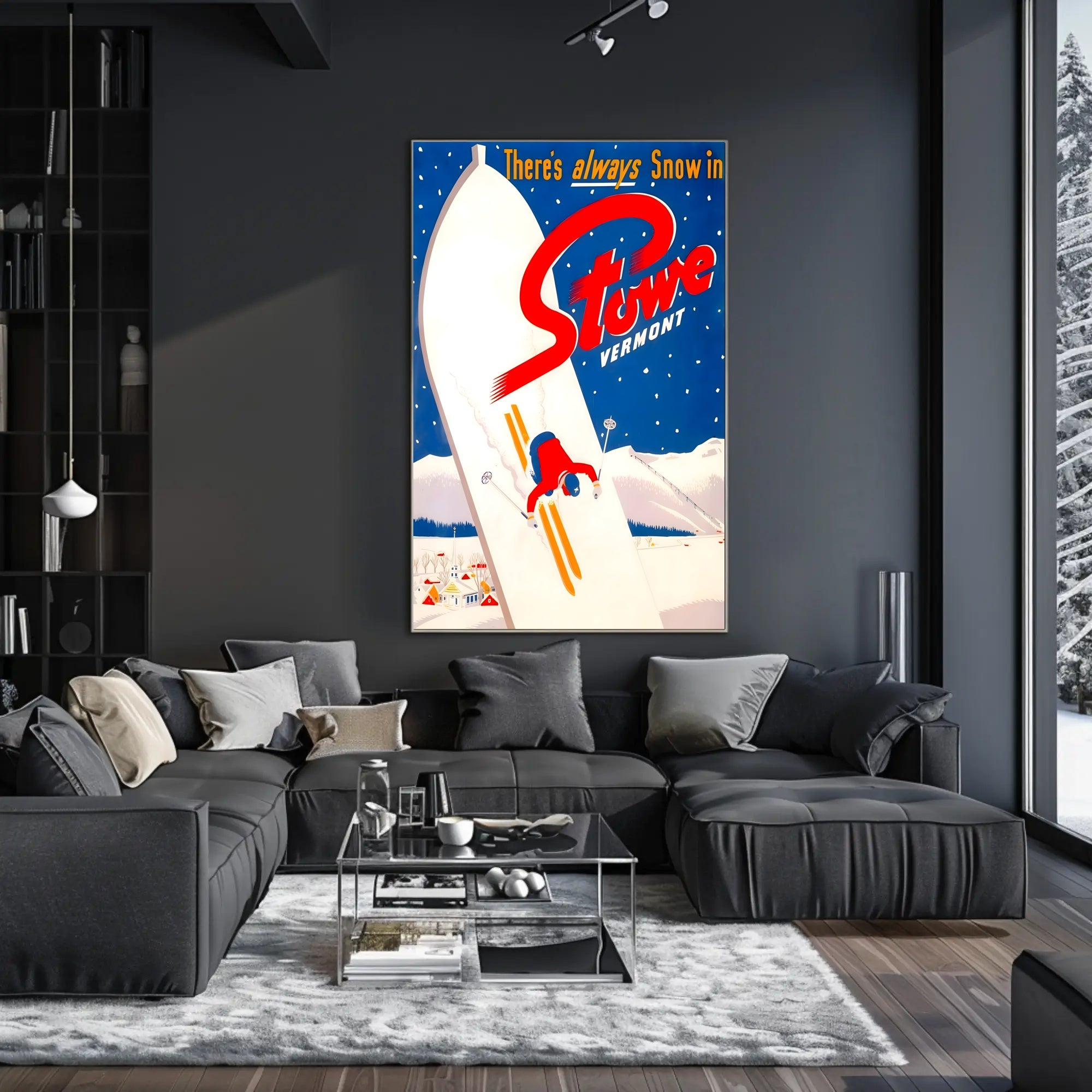 Ski Adventure in Stowe Vermont Travel Poster PosterGoat