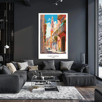 Cartagena Street Scene Poster PosterGoat