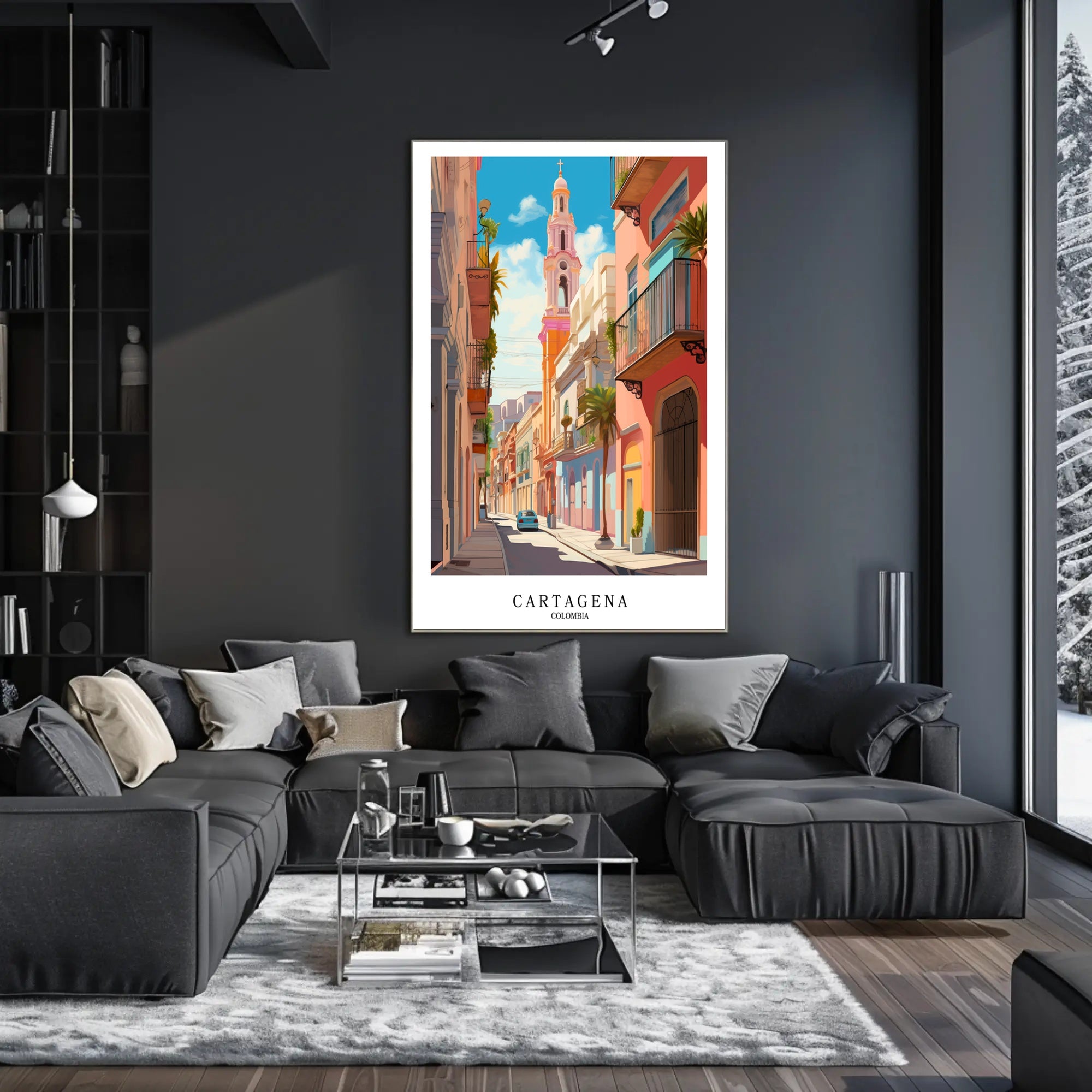 Cartagena Street Scene Poster PosterGoat