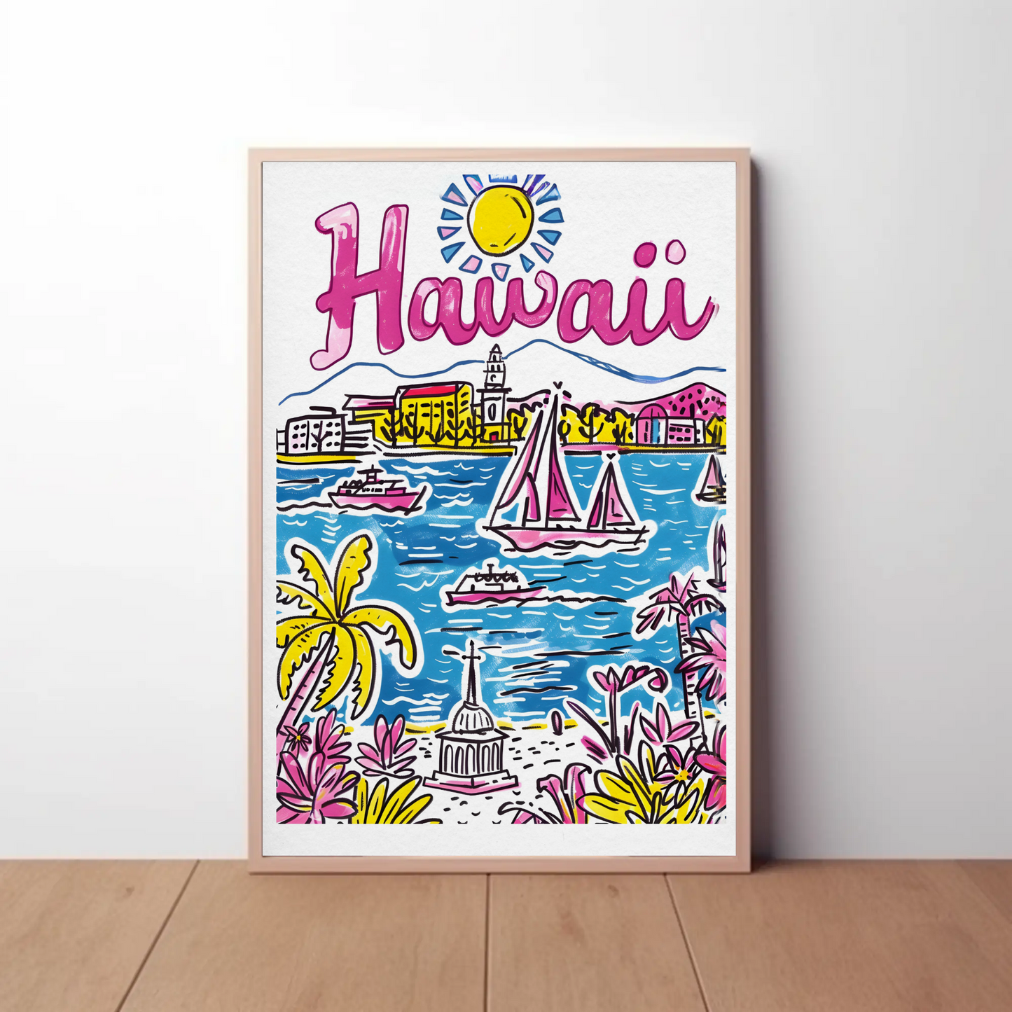 Hawaii USA Tropical Ocean Paradise Colorful Scenery Travel Poster