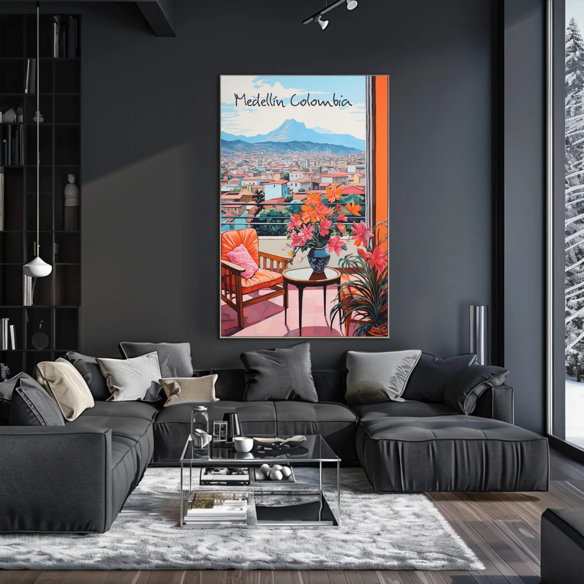 Medellín Balcony View with Vibrant Cityscape Poster