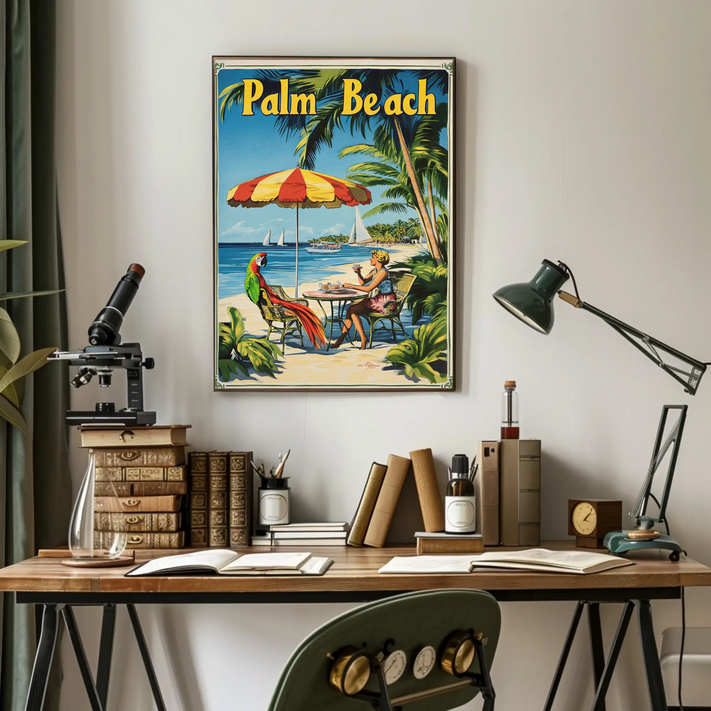 Palm Beach Vintage Poster Cafe Scene