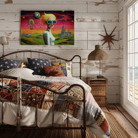 Futuristic Visionary Woman in Surreal Sci-Fi Poster