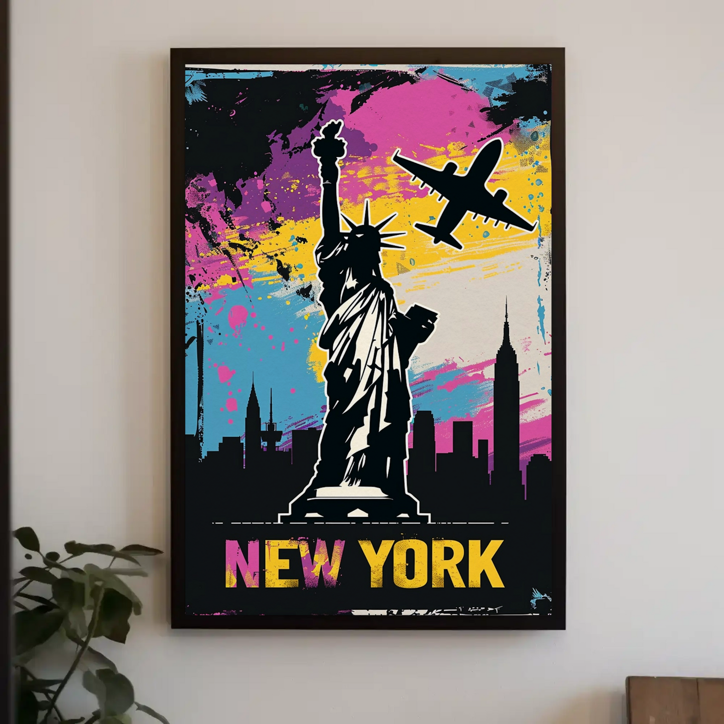 New York Skyline and Statue of Liberty Vintage Style Poster