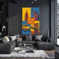 New York City Poster Vintage Landmarks Iconic Wall Art