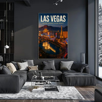 Las Vegas Poster Dreams Shine Bright Skyline Travel Decor