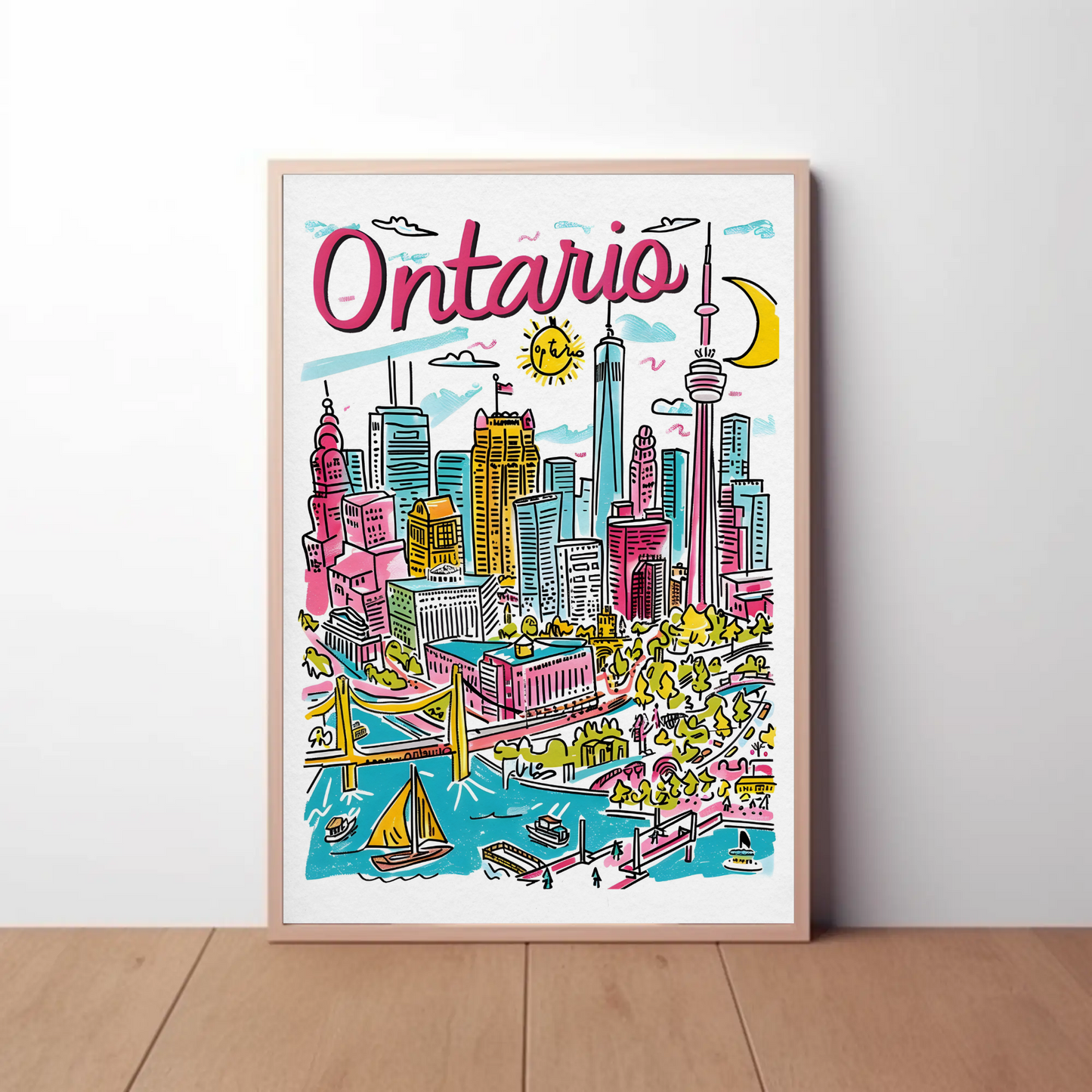 Ontario Canada Skyline and Harbor Travel Poster
