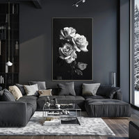 Elegant Black and White Rose Art Poster PosterGoat