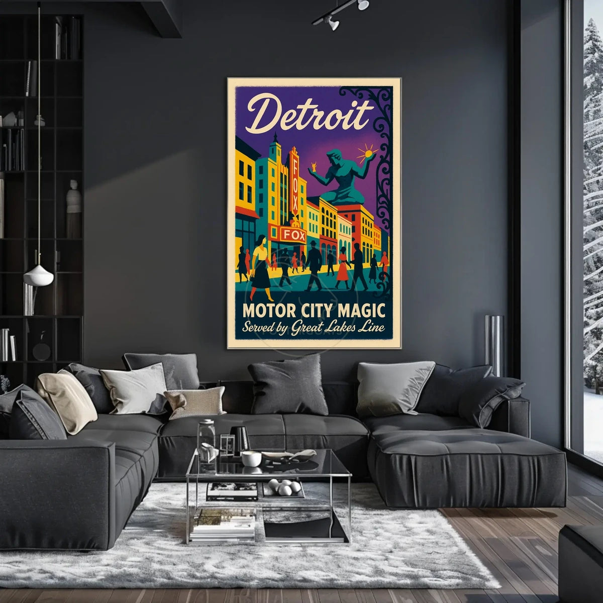 Motor City Magic Retro Urban Cityscape Poster