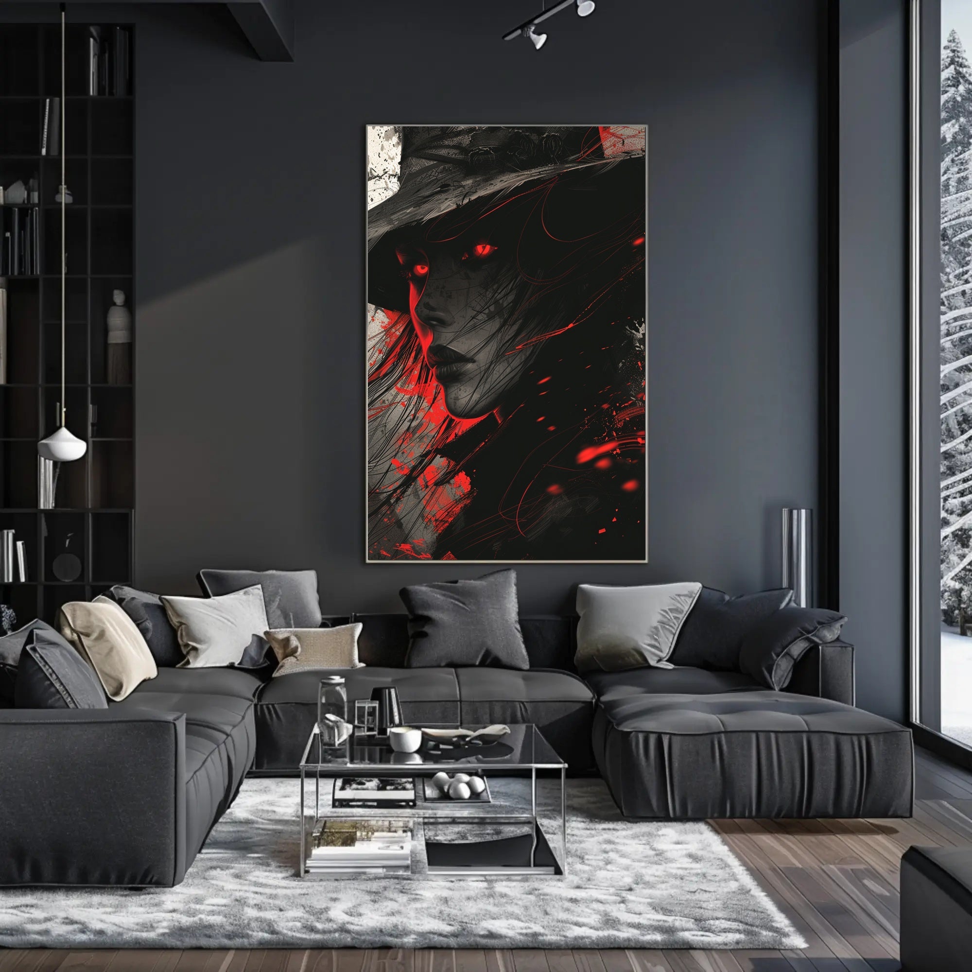 Mystical Winter Fox on Serene Mountain Cliff PosterGoat