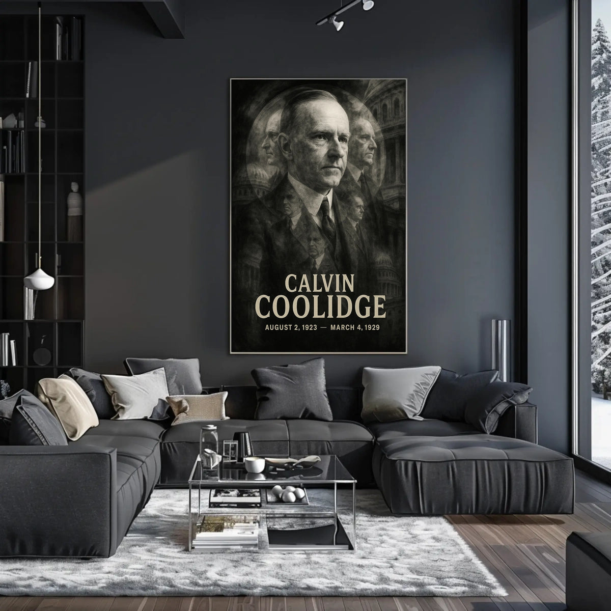 Calvin Coolidge 30th President of the United States Double Exposure Poster