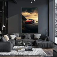 Sunset Drive Red Sports Car Poster
