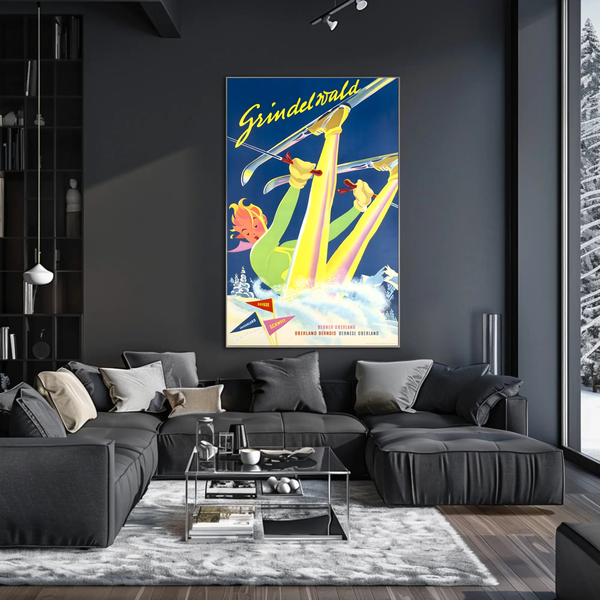 Swiss Ski Adventure Vintage Travel Poster PosterGoat