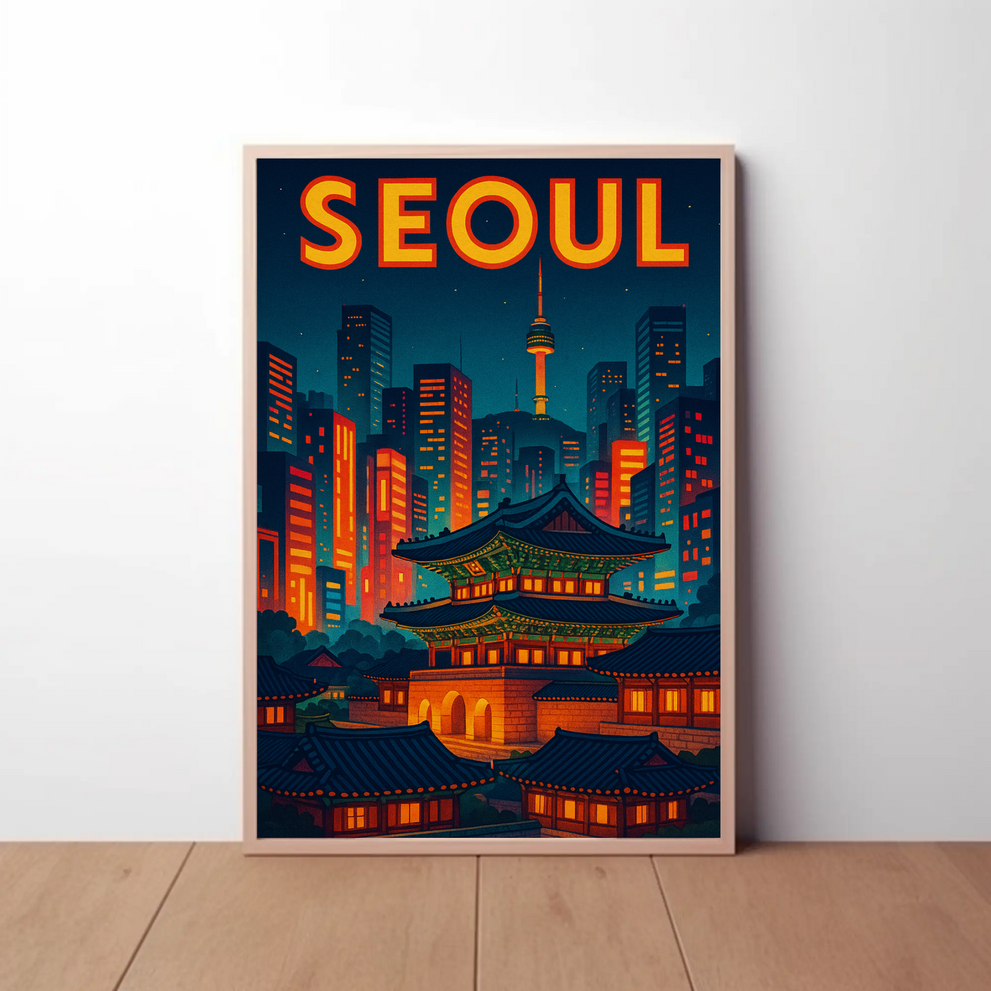 Seoul Palace and Tower Skyline Poster