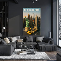 New York City Poster Modern Whimsical Toy Brick Wall Art