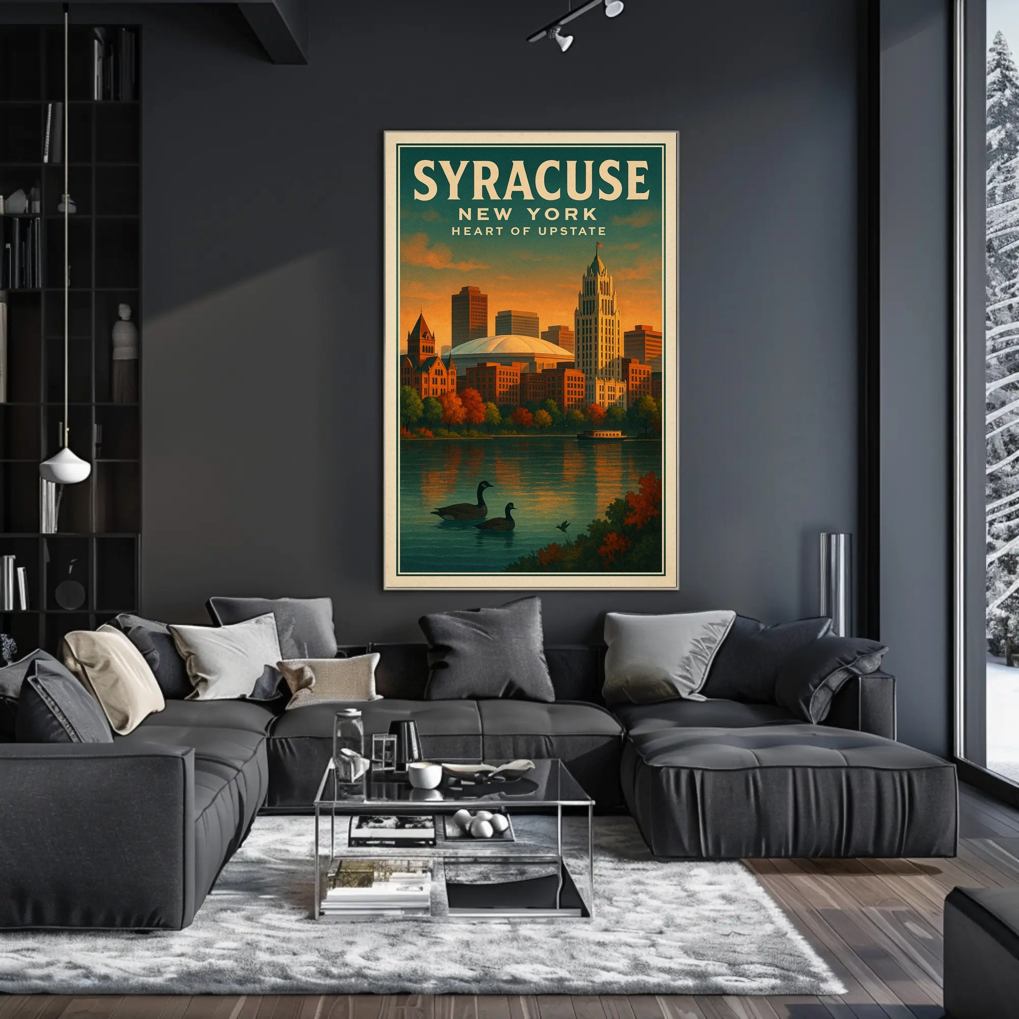 Scenic Syracuse Cityscape Poster Abstract Wall Art
